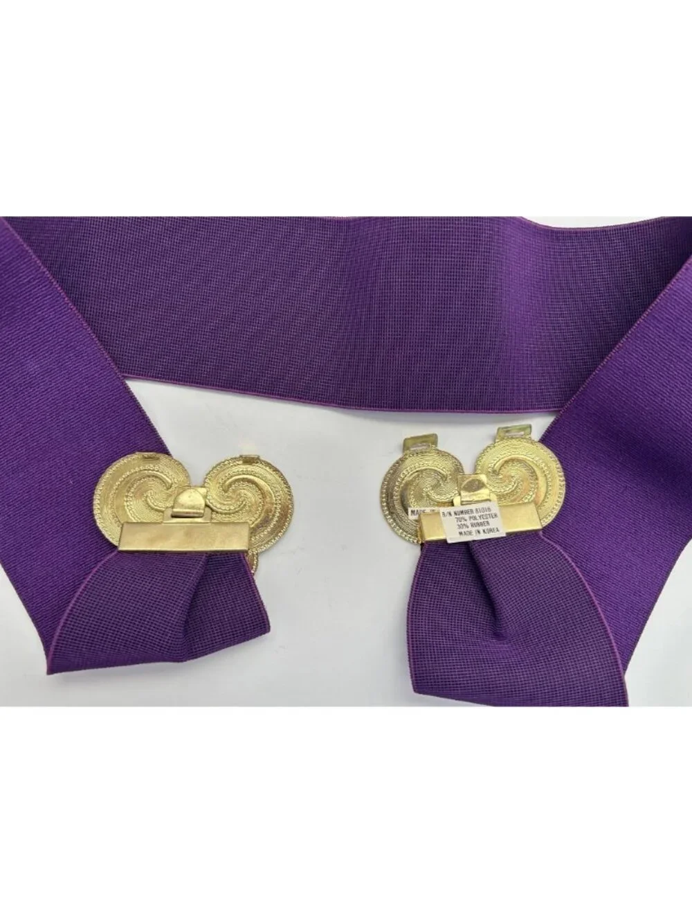 Vintage Purple Stretch Waist Cincher Belt Gold Ornate Clasp Disco Retro Boho